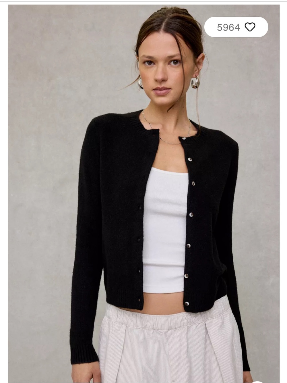 BNWT BDG Black Ribbed Crewneck Button-Up Cardigan